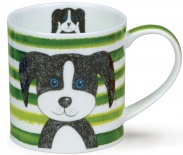 ORKNEY Stripy Dogs Green - porcelana